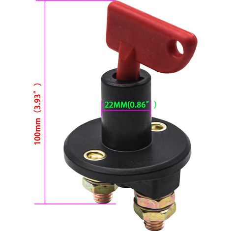 Coupe-Batterie pour Voiture, 12 / 24V, 150A max Isolateur Interrupteur Automobile Urgence Interrupteur pour Voiture, Coupe Circuit Batterie Camion, Bateau, Véhicules (1/3)