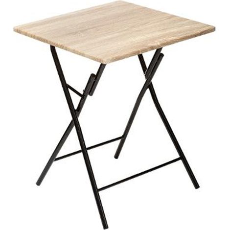 Table d'appoint pliante en métal coloris beige - L.60 x l.60 x H.75 cm -PEGANE-