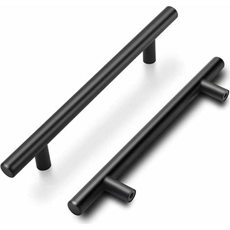 Un ensemble de 15 poignées de meubles de cuisine, 160 mm, poignées en acier inoxydable noir, finition mate, entraxe de 160 mm. (1/4)