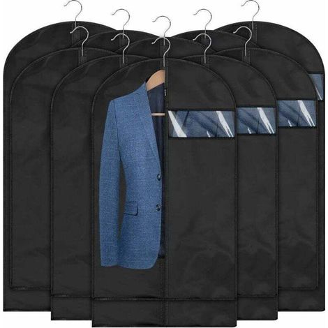 Set di 10 custodie porta abiti di alta qualità, nere, 5 da 60x100 cm + 5 da 60x120 cm