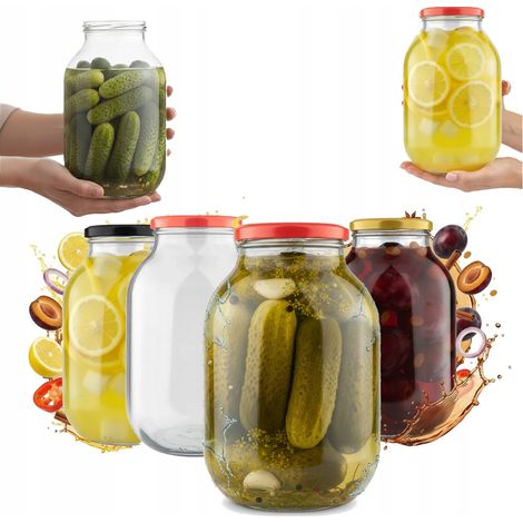 6 frascos de 3 litros para conservas y licores + tapa fi100