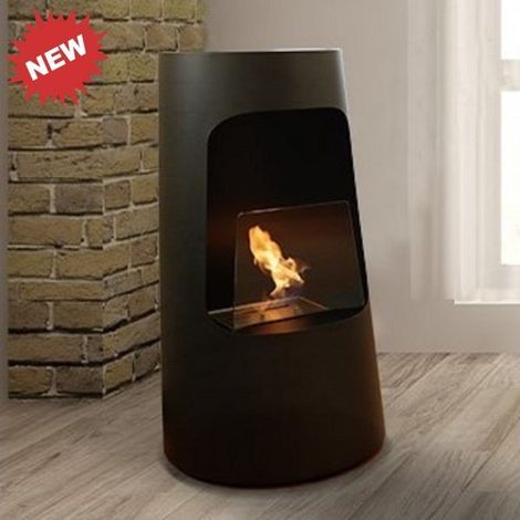 Biocamino pavimento Dubai Nero 2,5 kW – vetro frontale, struttura acciaio, design raffinato – Tecno Air System (1/10)