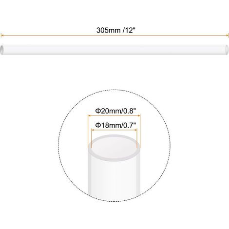 12 Zoll (30,5 cm) starres, transparentes Kunststoffrohr – 18 mm x 20 mm (0,7 Zoll x 0,8 Zoll) – rundes Polycarbonat-Acrylrohr (1/5)