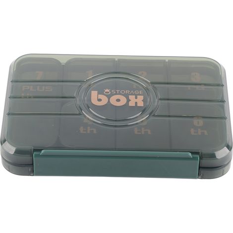 Boîte à médicaments portable en plastique transparent, coffret de rangement quotidien pour huile de poisson, vitamines et compléments, 7 compartiments, vert (1/5)