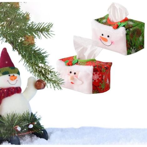 Boîte à mouchoir de Noël,boîte à mouchoir père Noël,décoration de table de fête à maison,pour bureau,chambre d'hôtel,voiture,salon (1/4)