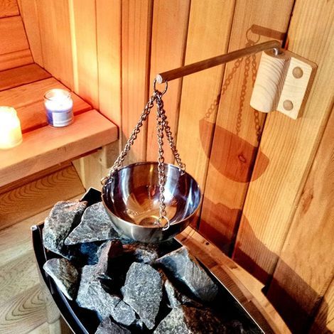 Stainless Steel Aroma Bowl, Essential Oil Holder, Wooden Plate, For Traditional Infrared Sauna (1/5)