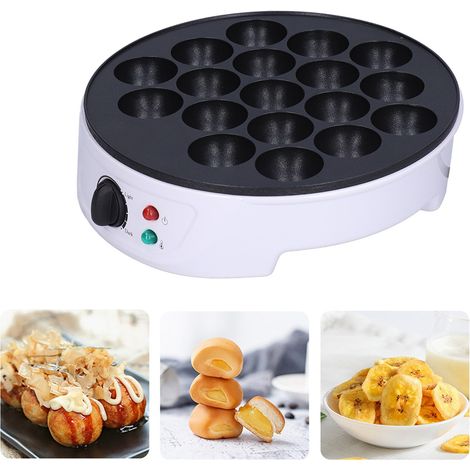 Mini parrilla eléctrica compacta con 18 orificios, portátil, con superficie de cocción antiadherente de ABS blanco. (1/5)