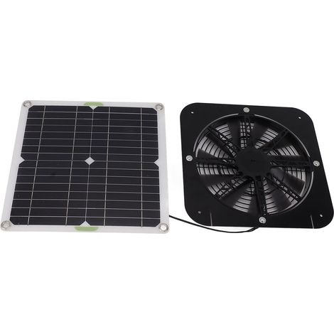 Ventilateur solaire rond de 13,5 pouces (34,3 cm) et 100 W, avec panneau solaire intégré, idéal pour serre, poulailler ou chenil. (1/5)