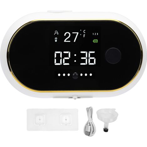 Dispenser automatico di sapone schiumogeno, display digitale a parete, funzionamento senza contatto, ricaricabile, per bagno e cucina, bianco. (1/5)