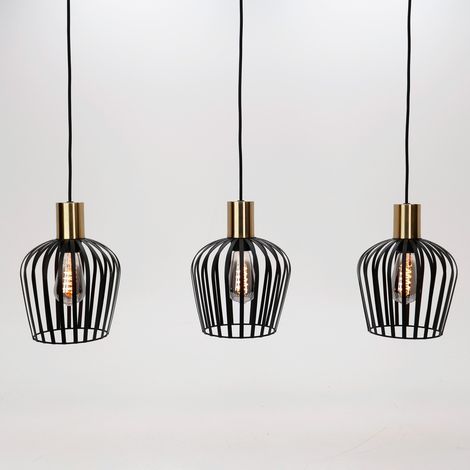 Lampe pendante à 3 lampes Empoli noir avec or - Ø 20cm - 901037 (1/3)