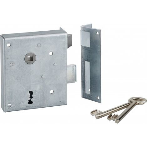 Serratura da applicare Alsace con chiave per porte interne, destra, quadro 8mm, asse 60mm, 110x70mm, 2 chiavi - THIRARD