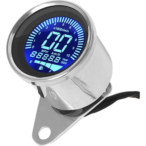 Motorrad-Drehzahlmesser, digitaler Motorrad-Tachometer  Wasserdichter LCD-Geschwindigkeitsmesser mit Halterung – 10.000 U/min, 12 V DC Kilometerzähler, Kilometerzähler-Ersatz