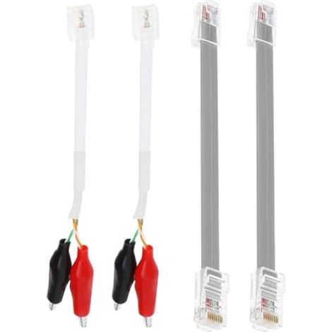 2 jeux de câbles de remplacement pour testeur de réseau LAN, câble de test 16 cm avec pinces crocodiles, prise RJ11 RJ45