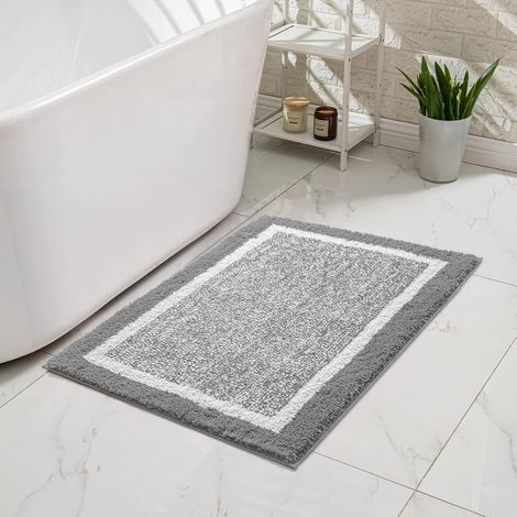 Tappetino da bagno semplice 40x60 cm - Grigio chiaro effetto cashmere - Assorbente e antiscivolo (1/5)