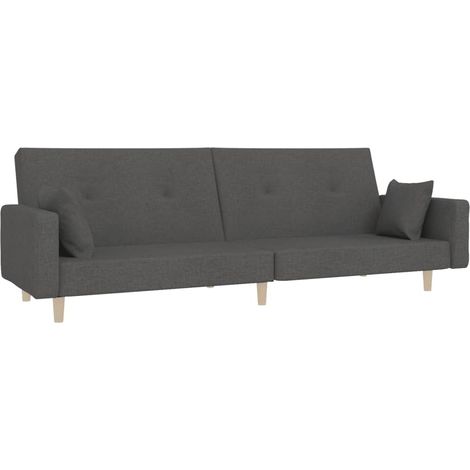 Canapé-lit,Canapé convertible à 2 places avec deux oreillers Gris foncé Tissu CFW86592 (1/5)