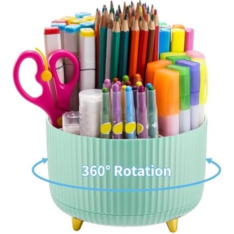 Organizador de escritorio,portalápices giratorio de 360°,organizador de bolígrafos para artículos de oficina en casa (verde menta) (1/5)