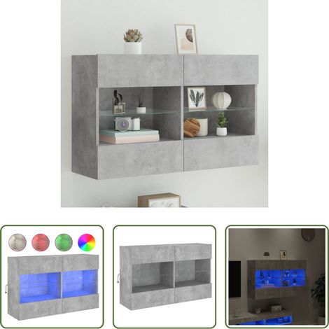LED-Leuchten - TV-Wandschrank mit LED-Leuchten Betongrau 98,5x30x60,5 cm (1/5)