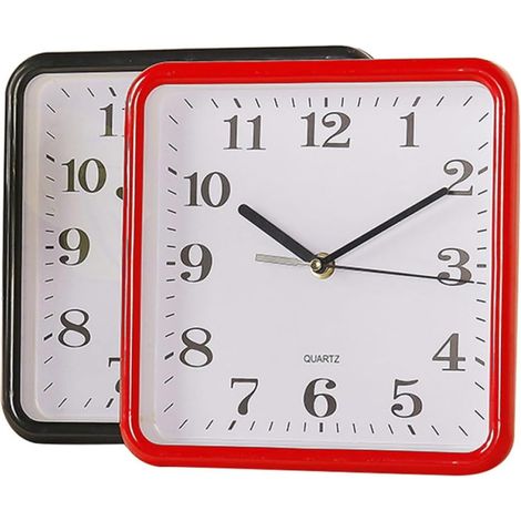 Horloge Murale Carrée Numérique à Aiguilles Rouge en Plastique, Décoration Moderne Simple pour Pub ou Cafés, Fonction Silencieuse et Facile à Utiliser Couleur Couleur Aléatoire (1/5)