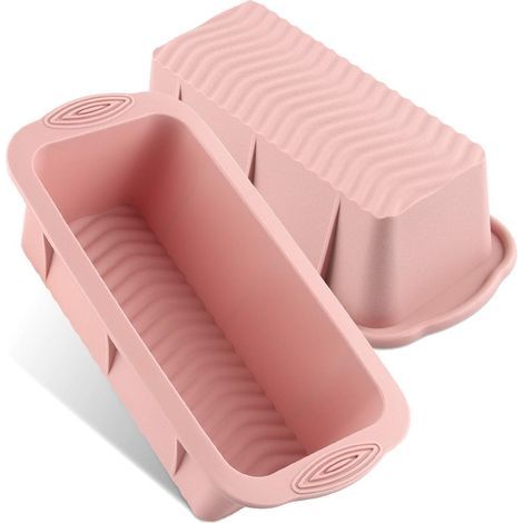 Silikon-Brotform, 2er-Set Silikon-Kuchenformen, rechteckige Brotbackform, antihaftbeschichtete Kuchenform, Backblech für Baguettes – 25 × 12 × 6,8 cm (1/5)