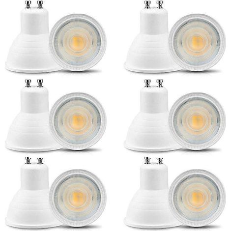 Lot de 12 ampoules LED GU10 6 W 220-240 V, blanc chaud 3000 K, 600 lm, remplace les ampoules halogènes 50-60 W, non dimmables, faisceau concentré, angle de diffusion de 30° [Ener (1/5)