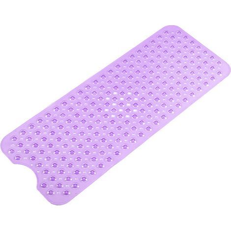 Tapis de douche 40x100cm PVC antidérapant à bandes longues avec ventouses pour salle de bain violet (1/5)