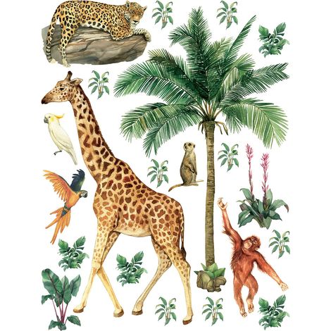 sticker mural animaux de la jungle vert jungle - Sanders & Sanders (1/2)