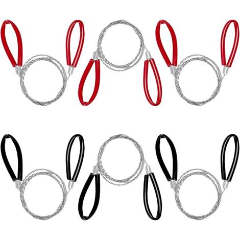 6-Piece Stainless Steel Wire Saw Set, 70cm Hand Chainsaw with Loops, Survival Chainsaw, Pocket Chainsaw for Wood/Plastic/Rubber, for Outdoor Camping and Hiking (1/5)