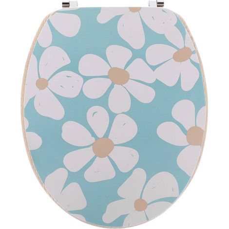 Abattant wc mdf 18 pouces couvercle design imprime et assise facon bambou attaches acier inoxydable - fleur - Tendance (1/3)
