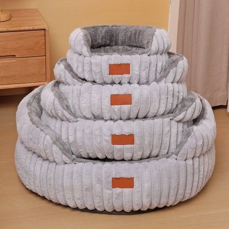 Panier d'intérieur pour chat, petit panier lavable pour chien, panier rond pour animaux de compagnie avec fond antidérapant (gris, 50 x 50 x 20 cm) (1/5)