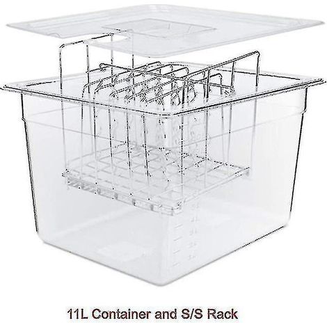 Set aus Edelstahl-Vakuumkorb und 11-Liter-Vakuum-Kochbehälter mit herausnehmbaren Trennwänden für Sous-vide-Garer (Korb und 11-Liter-Behälter) (1/5)