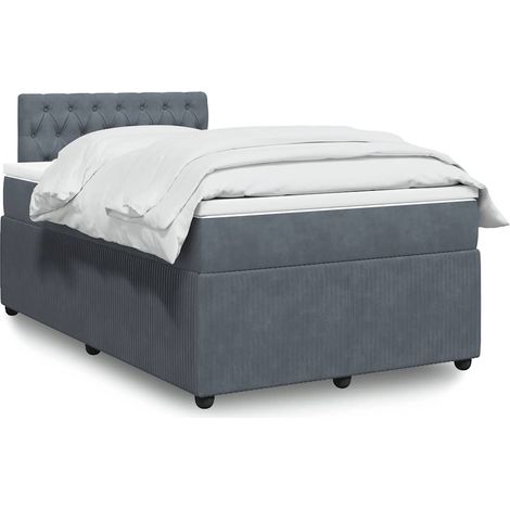Boxspringbett mit Matratze Dunkelgrau 120x200 cm Samt