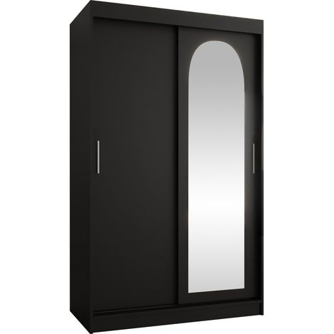 Armario Hartford 504, Negro, 200x120x62cm, Puertas de armario: Correderas, Número de estantes: 5
