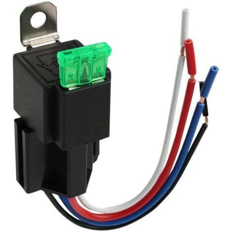 Relais automobile 12 V, fusible à lame SPST 4 broches, avec fil robuste de calibre 12 AWG pour voitures, camions et bateaux (1/5)