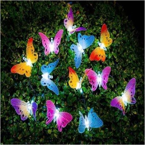 Guirlande Lumineuse Solaire Multicolore avec Papillons - Étanche, Éclairage Extérieur, Jardin, Terrasse (20 LED) (1/5)