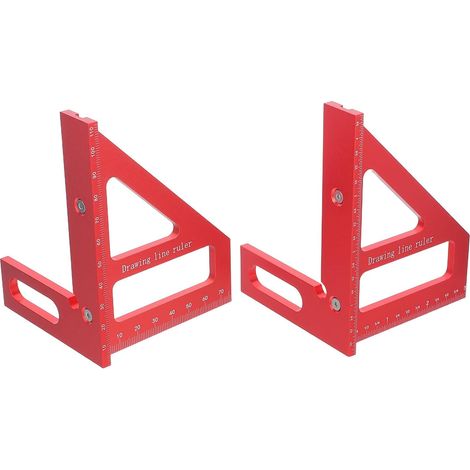 Lot de 2 équerres 3D pour le travail du bois : règle à onglet triangulaire de haute précision avec échelle métrique et impériale (45°/90°) – outil de mesure multifonction pour (1/5)