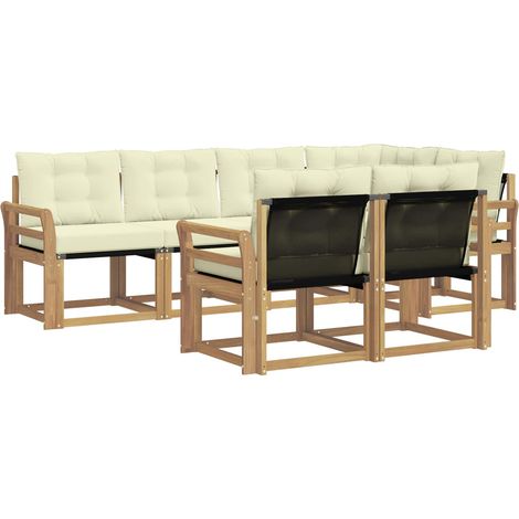 Conjunto de sofás de exterior 7 uds. Blanco y Crema vidaXL (1/5)