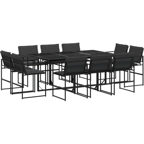 Maison Exclusive - Set da Pranzo da Giardino 11 pz con Cuscini Nero in Textilene