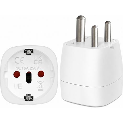 Adaptateur de prise Europe vers Inde Afrique du Sud EU-10 Blanc 16A 2500W eu-10 blanc 250v 16a 44 × 36 × 44 cm 45 g – Livraison gratuite