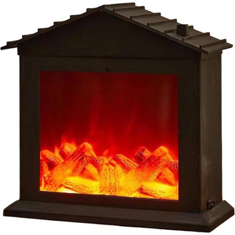 Künstlicher Kamin, realistischer flammenloser LED-Elektrokamin, Batterie/Mini-USB, dekorative Hausform für die Weihnachtsdekoration im Wohnzimmer (1/5)