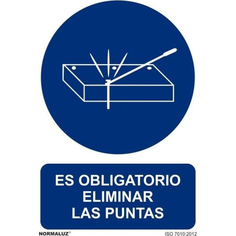 Señal que indica Es Obligatorio Eliminar Las Puntas (pictograma y texto) SEKURECO                         100 x 150 mm                          ADHESIVOS DE VINILO (1/2)