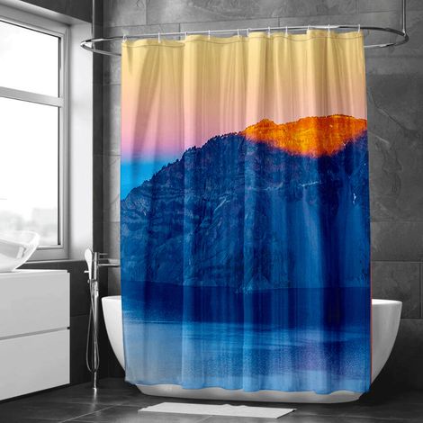 Rideau de douche motif forêt automnale, polyester imperméable, 150x180 cm (1/5)
