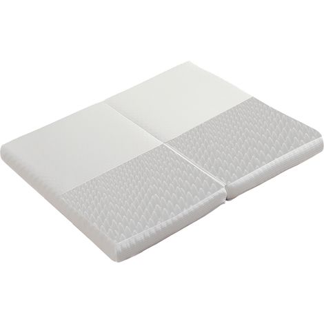 Matelas pliable 200x140x10 cm blanc en mousse avec housse lavable et base antidérapante (1/5)