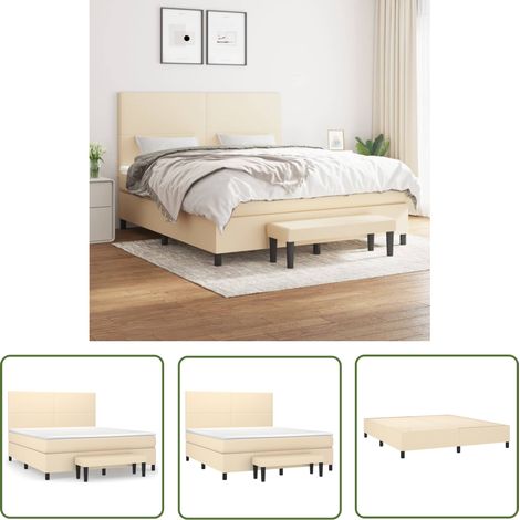 The Living Store Boxspringbett mit Matratze Creme 180x200 cm Stoff - Boxspringbett - Doppelbett - Cremefarbenes Bett - Bettsofa - Schlafsystem (1/5)