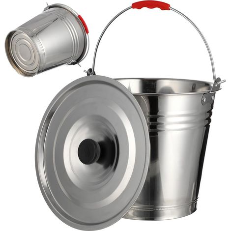 Seau à Glace Épais en Acier Inoxydable 24 CM avec Couvercle Seau Multifonctionnel pour Pâturage Solide et Facile à Nettoyer Usage Domestique et Extérieur (1/5)