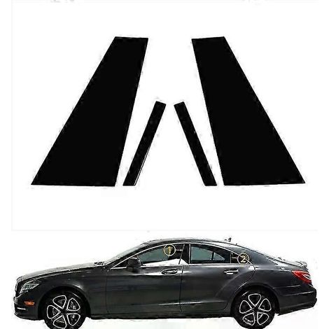 4 pièces Moulures décoratives noires brillantes pour montants de porte et vitres latérales, compatibles avec Mercedes-Benz Classe CLS 2012-2016 (1/4)