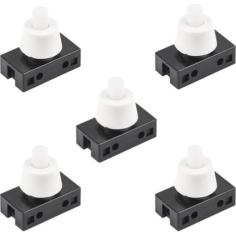 5 interruptores de botón pulsador de plástico con bloqueo, interruptor de botón pulsador para iluminación interior del coche, botón pulsador para luz de lectura del coche (negro)