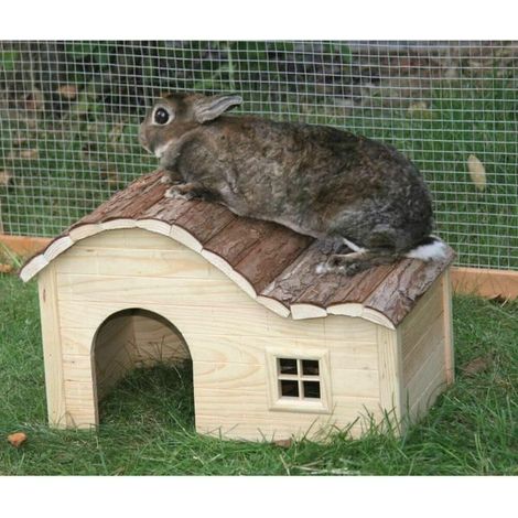 Kerbl Naturhaus aus massivem Holz braun 30x20x20 cm
