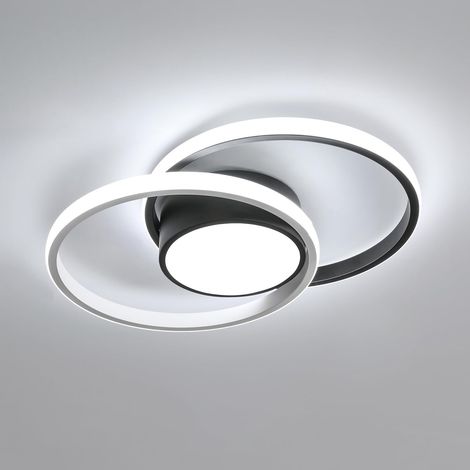 Plafonnier LED, Rond Lampe de Plafond 42W, Moderne Luminaire Plafonnier pour Couloir Coucher Salle de Bains Cuisine Salon, Blanc Froid 6500K, Longueur 40cm, Noir+Blanc (1/5)