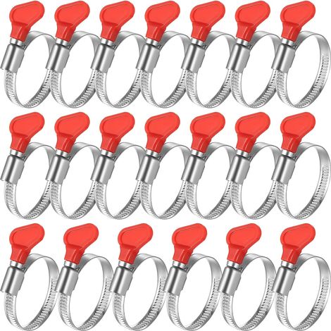 20 Pièces Collier de Serrage Inox, Collier Serrage Réglable 32-44mm, Colliers de Serrage pour Tuyaux, Collier de Serrage Métallique, Collier Durite À Écrou Papillon pour Tuyau de Piscine Gaz (1/5)