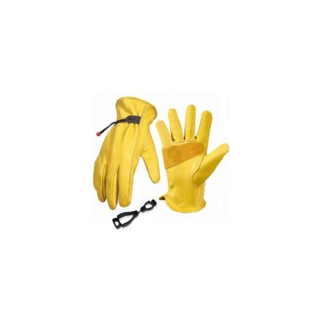 Gants de Jardinage pour Hommes/Femmes, Gants de Travail en Cuir de Vachette, Gants de Travail pour Jardin Anti-épines et Anti-Coupures - Épaississement Jaune (XL) (1/5)